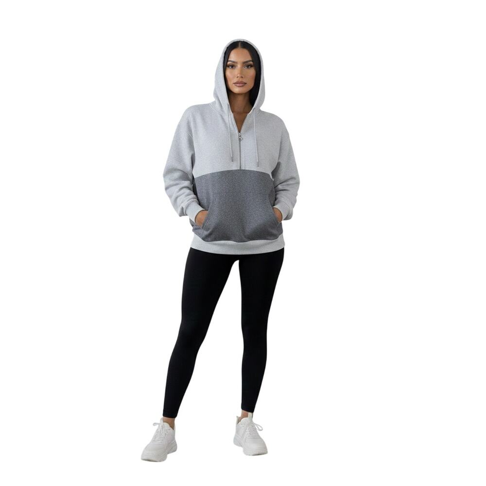 Ampersand Avenue Half Zip Sweatshirt Grey Pink Women's Size XXL New NWT